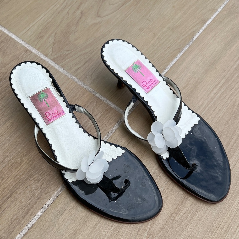 Lilly Pulitzer Y2K Kitten Heels Sandals Size 9.5 Patent Leather - Picture 10 of 11